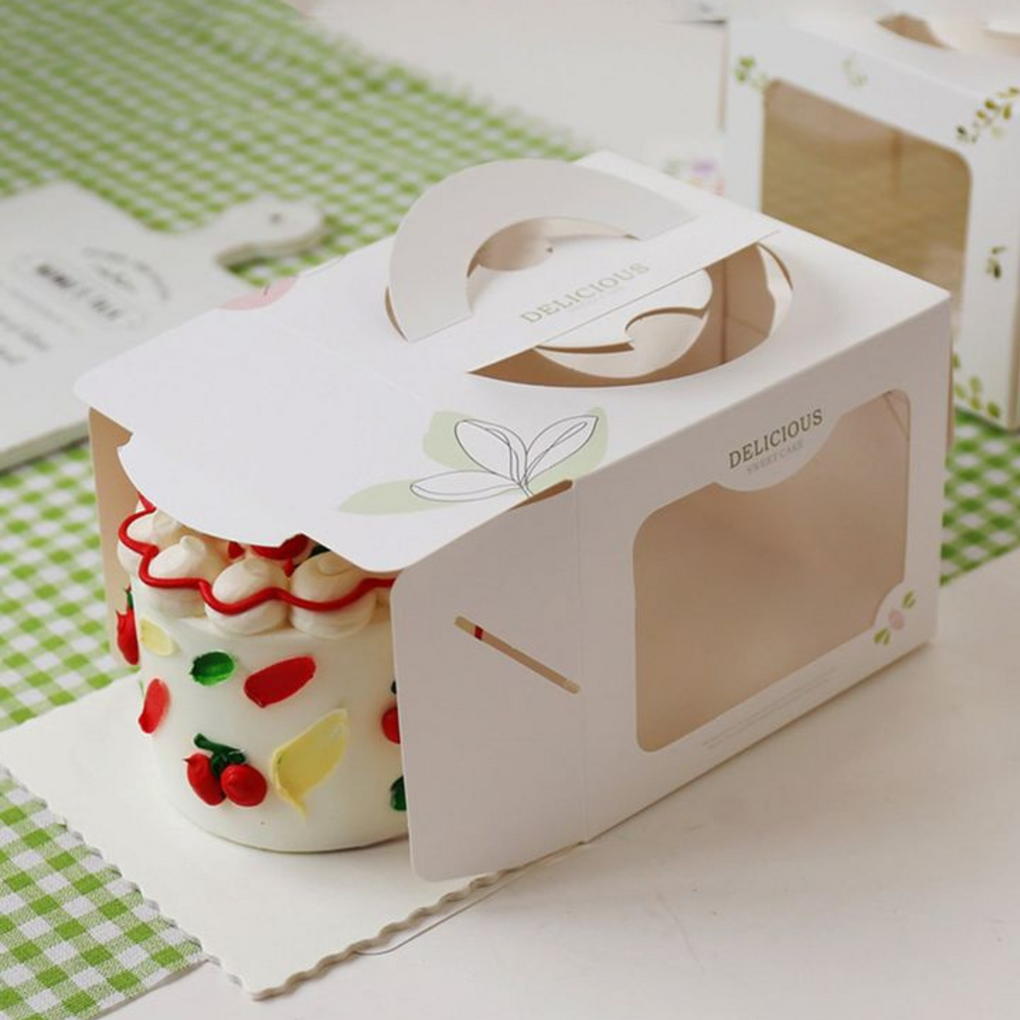 Custom bakery boxes with logo for cakes and pastries.