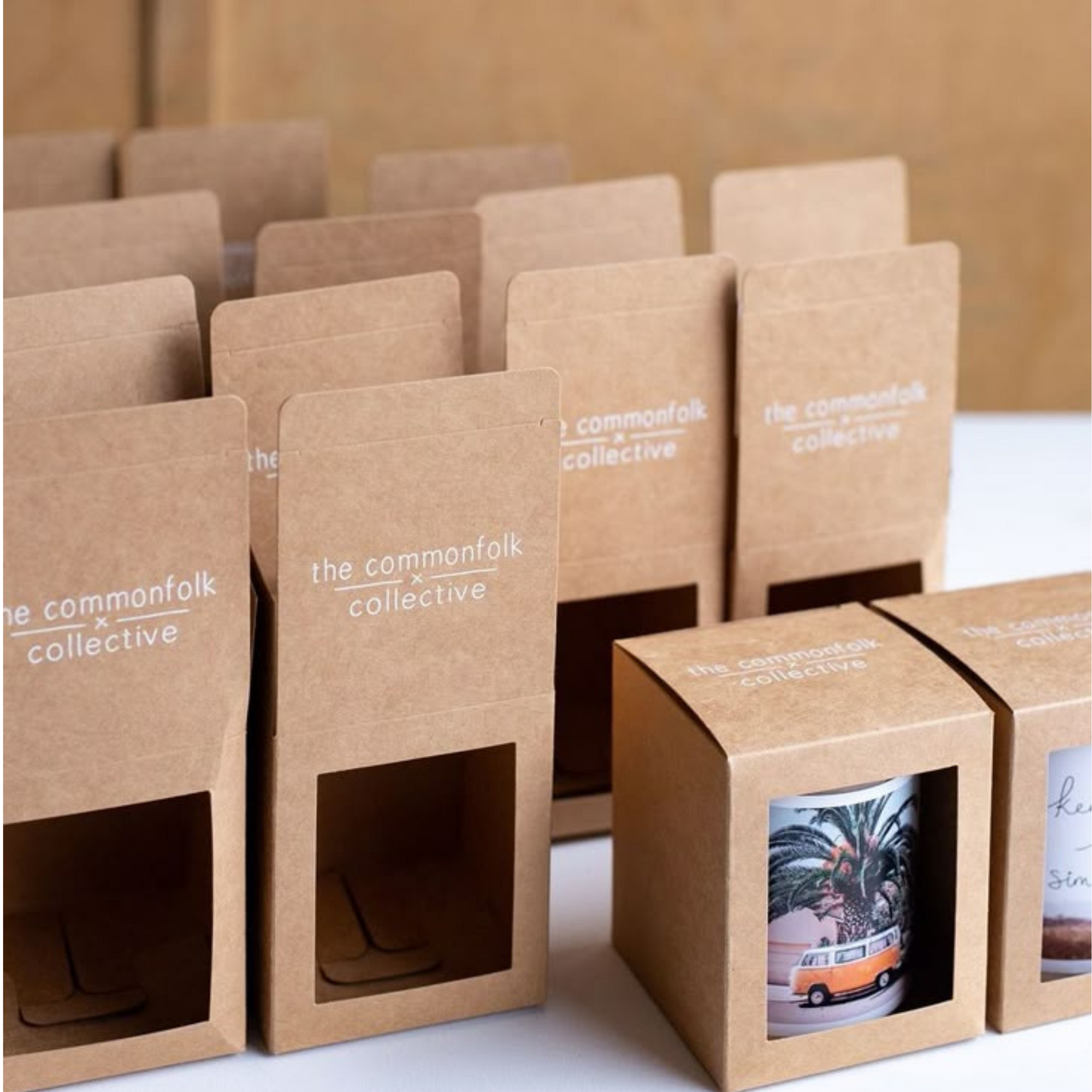 Kraft candle box with clear window for retail