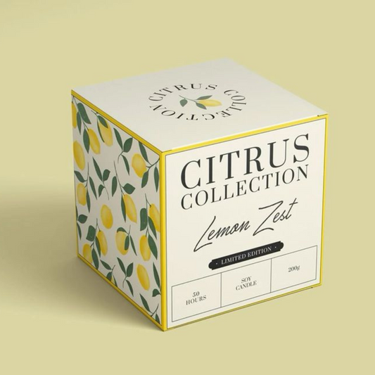 Open cardboard candle box displaying a candle inside, designed for secure and stylish presentation.