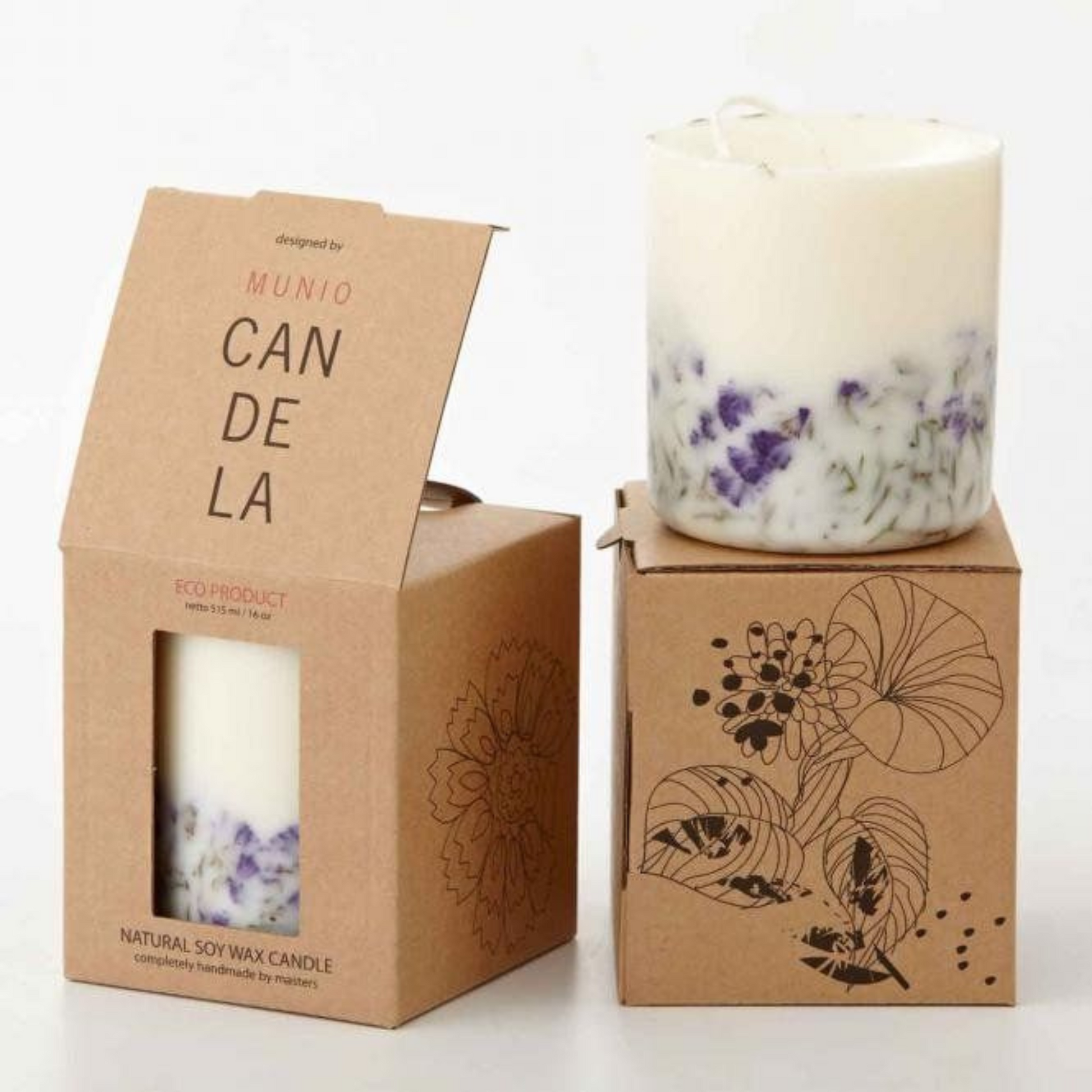 Custom kraft candle box with die-cut window and logo print
