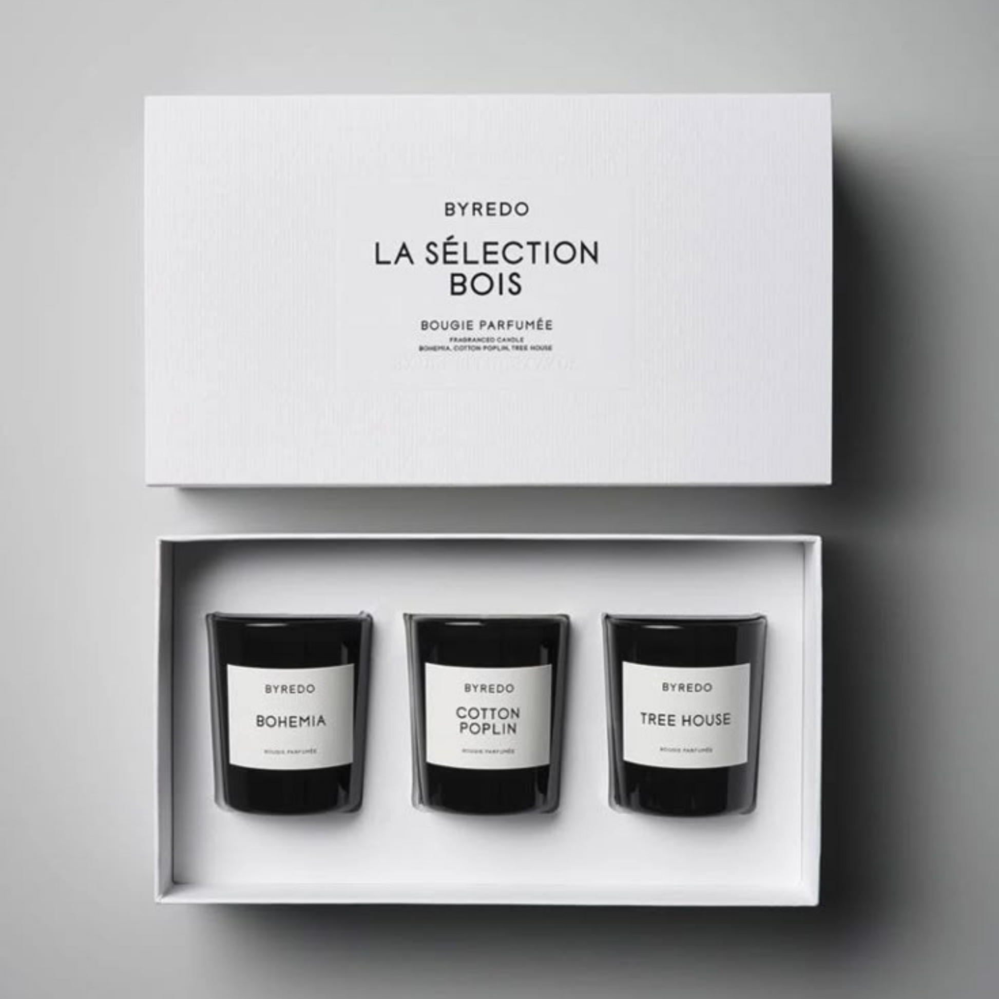 Elegant white rigid gift box for candles with branded wrap