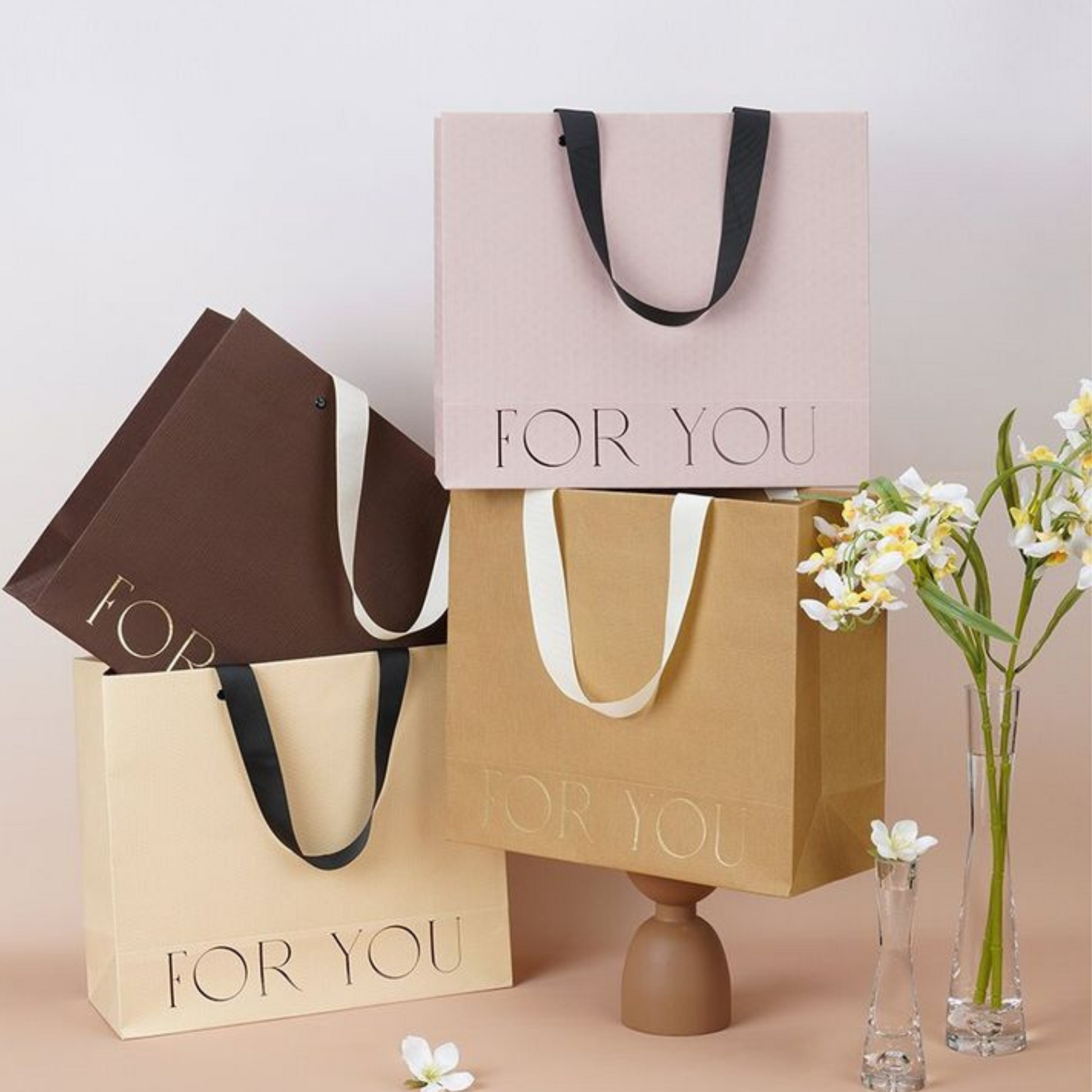 Affordable paper bags for wholesale purchase, ideal for businesses.