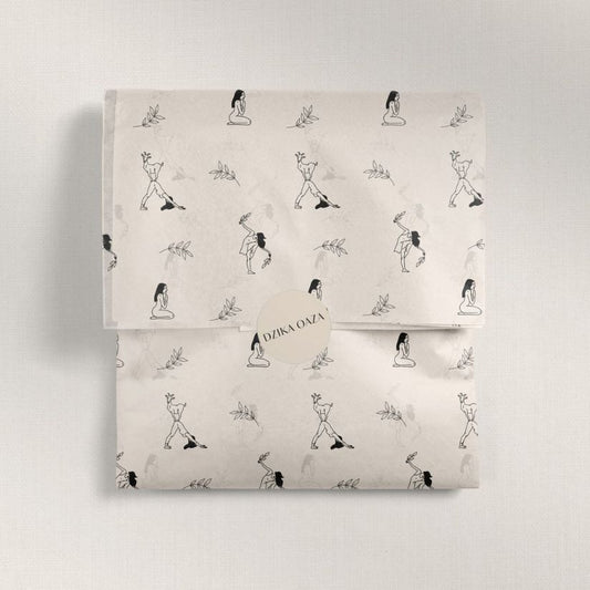 Custom printed tissue paper with logo design for luxury packaging and branding.