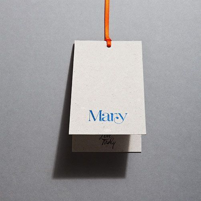 Printed folded hang tags with high quality custom design for retail products.