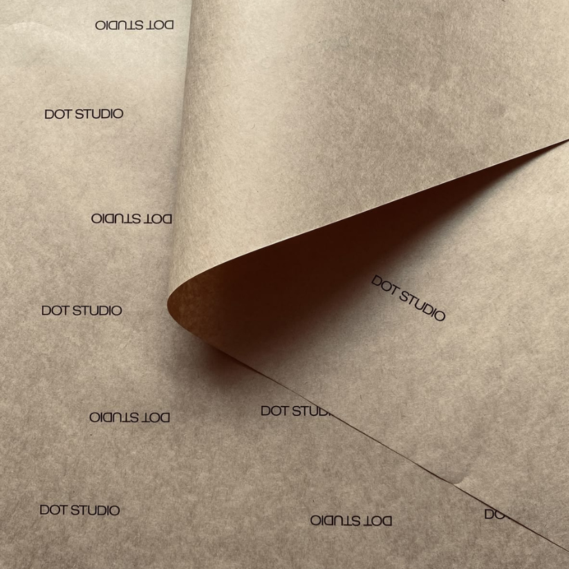 Printed kraft tissue paper for retail, gift, and eCommerce packaging.